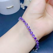 Japan and South Korea small fresh love natural amethyst bracelet 925 silver Live supply a generation of girlfriend gift
