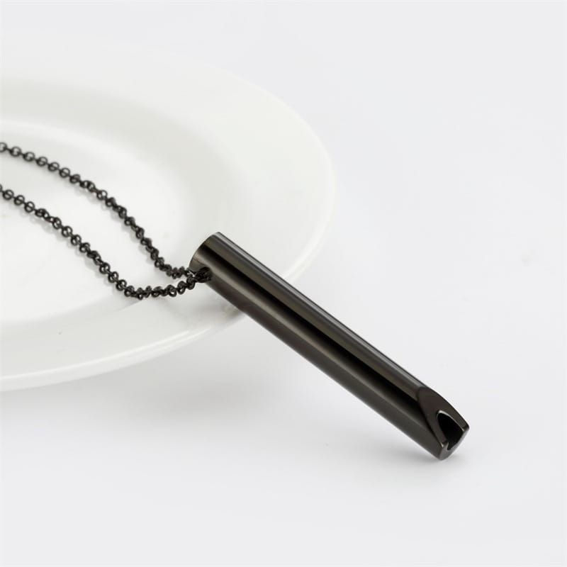 Amazon Titanium Steel Whistle Meditation Mindfulness Breathing Decompression Anxiety Yoga Stainless Steel Pendant Necklace in stock Wholesale