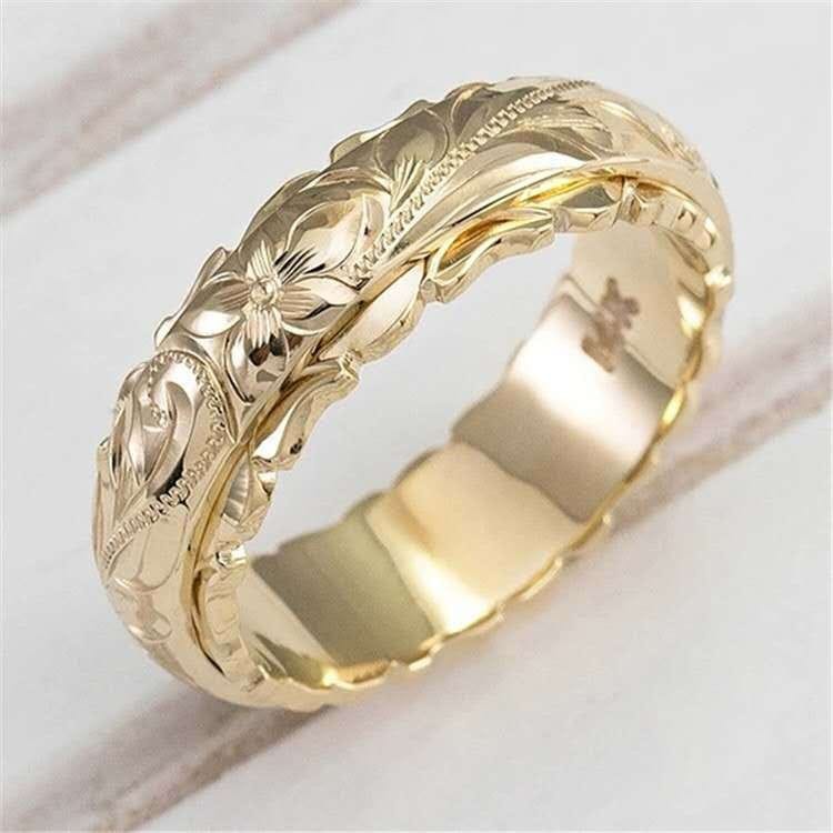 Dragon and cross-border new simple fashion carved rose flower ring Europe and the United States vintage jewelry tail ring