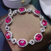 Live delivery ruby bracelet 925 silver Ruby women's bracelet with extended chain one-piece delivery
