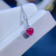 Fresh necklace natural Ruby clavicle chain 6 * 6mm women's pendant 925 silver wholesale live TikTok supply