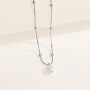 S925 Sterling Silver Elegant Fashion Fresh Water Baroque Pearl Necklace Women's Clavicle Chain Niche Spacer Beads Snake Bone Chain