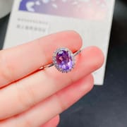 Natural amethyst female ring style elegant send girlfriend 925 silver wholesale overseas supply inspection