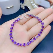 Japan and South Korea small fresh love natural amethyst bracelet 925 silver Live supply a generation of girlfriend gift