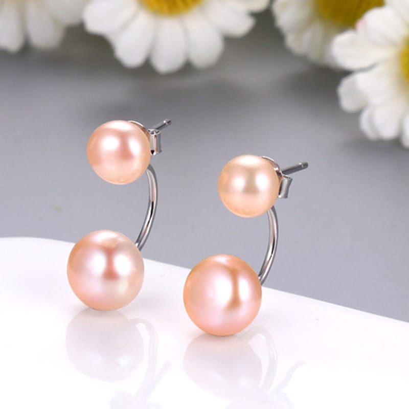 Natural Freshwater Pearl Earrings Korean Temperament Size Two-sided Bead Earrings Fashion Trend Simple Earrings
