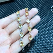 Natural Brazil yellow crystal real photo 925 silver inlay