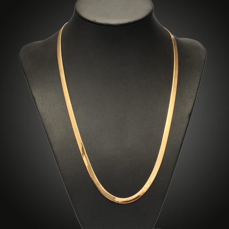 Cross-border e-commerce supply flat snake chain 18K gold-plated blade snake bone chain men's and women's retro necklace copper jewelry