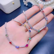 Natural Emerald Sapphire Ruby Tanzanite Bracelet Duobao Inlaid 925 Silver Wholesale