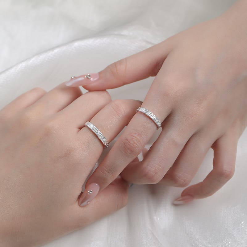 Po S999 Foot Silver Minimalist Gifting Ring Couple's Geometric Artistic Cold Temperament Niche Jewelry