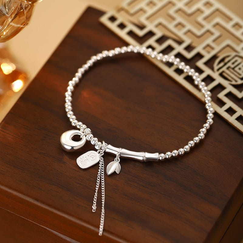 S999 Pure Silver Fat Tuo Bracelet 2024 New Fresh Bamboo Chinese Fashion Send Girlfriend Bracelet 