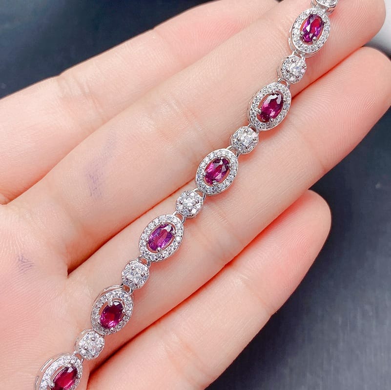 Simple magnesium aluminum garnet bracelet 925 silver inlaid magnesium aluminum bracelet ladies Bracelet a generation of hair
