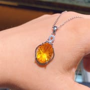 New citrine stone pendant 925 silver inlaid citrine pendant wholesale gift for girlfriend one-piece delivery