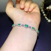 Factory wholesale explosions natural emerald bracelet S925 silver inlaid main stone 4*6 selling Europe and the United States a generation of hair