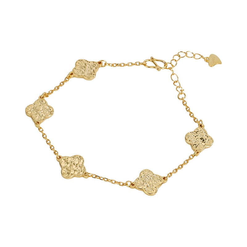 Pure S925 sterling silve four-leaf flower style design bracelet 