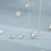 Original Po S999 Silver Small Whale Adventures Series suit Simple, Fresh and Clear Natural Clavicle Chain
