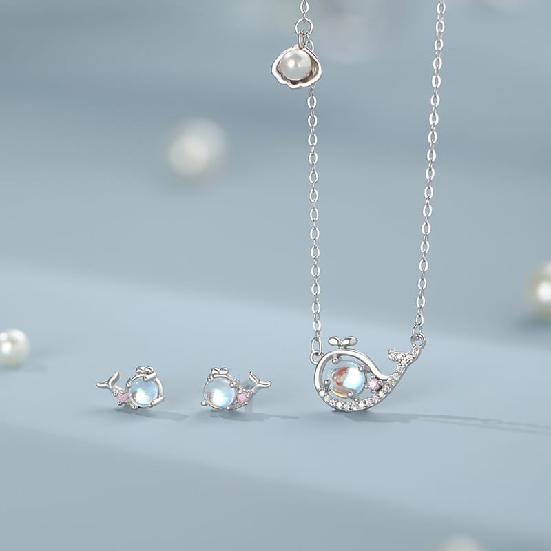 Original S999 Silver Small Whale Adventures Series suit Simple, Fresh and Clear Natural Clavicle Chain