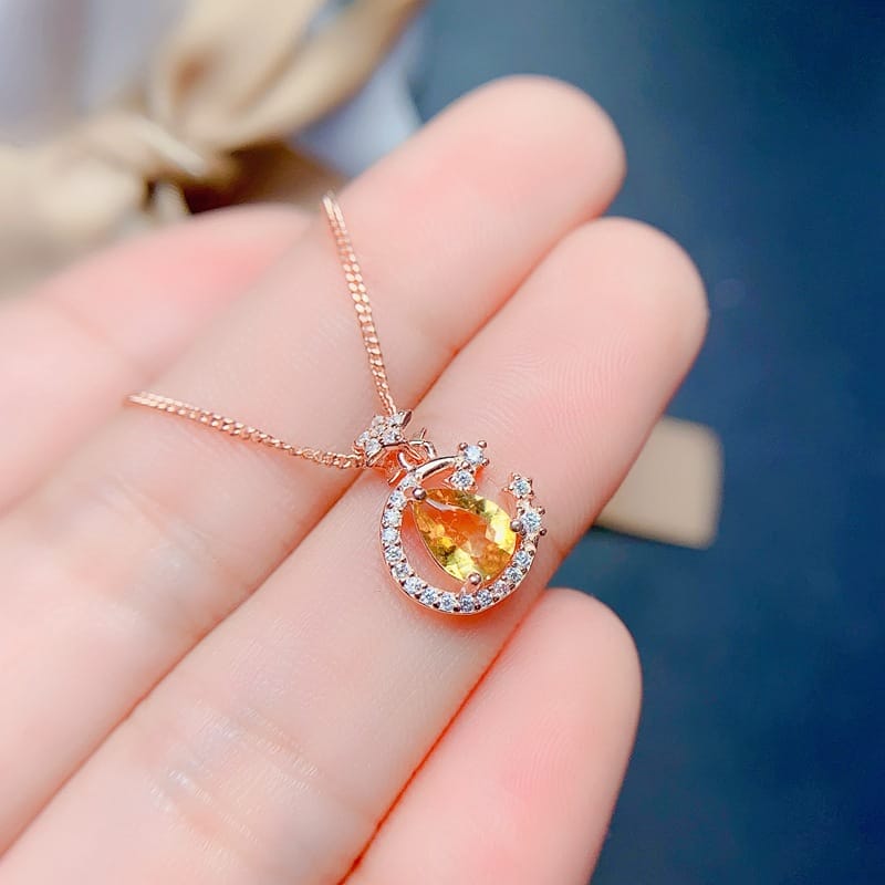 New natural citrine pendant 5*7mm fashion pendant 925 silver ladies pendant wholesale