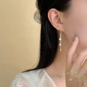 Po S999 Foot Silver Niche Three Butterflies Tassel Earrings Design Sense Fresh Sweet Style Elegant Earrings for Hair