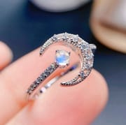 Moonstone ring 925 silver inlaid natural blue Moonstone 3*3mm live ladies ring wholesale a generation of hair