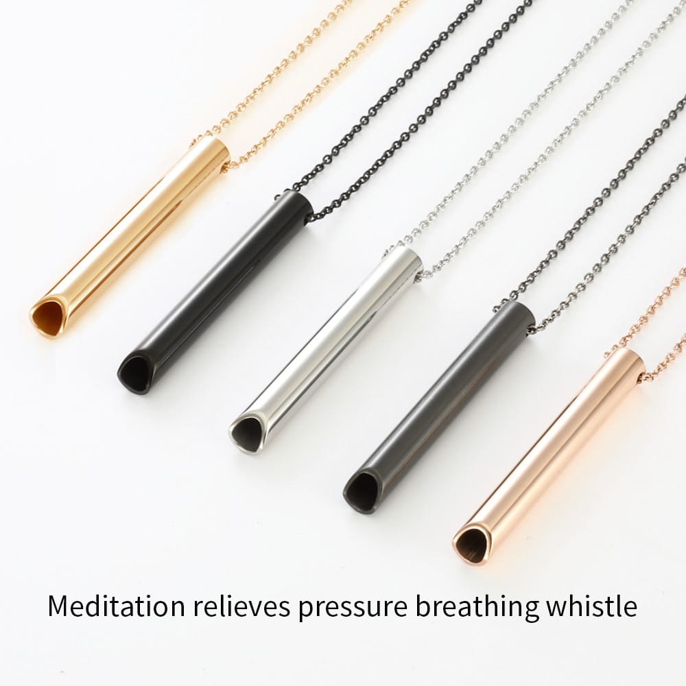 528 Hertz Meditation Whistle Mindfulness Pendant Stainless Steel Vacuum Necklace Adjust Breathing Relieve Anxiety Spot