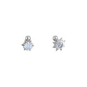 Po S999 Foot Silver Personalized Small Sun Asymmetric Screw Earrings Women's New Niche Advanced Sense Earrings