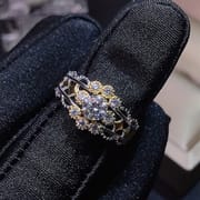 0.5 karat Mosang Diamond Women's Ring GRA Certificate Black Card Waist Code 925 Silver Inlay Plating Double Color
