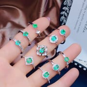Crystal good natural Colombian emerald ring 925 silver style large quantity wholesale