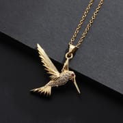 Niche Design Innovative Personality Bird Necklace Pendant Micro-inlaid Zircon Gold Plated Clavicle Chain Female European and American Cross-border Supply