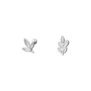 Po S999 Foot Silver Asymmetric Leaf Earrings Fresh Mori Style Niche Exquisite Raising Ear Holes Han Feng Earrings for Hair