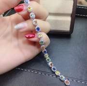 Jewelry Supply Natural Color Sapphire Bracelet 925 Sterling Silver Certificate
