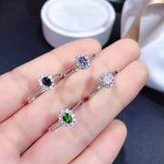 Natural Topaz Moonstone Tanzanite Women's Ring Processing Wholesale 925 Silver Women's Ring Live TikTok