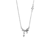 Po S999 Silver Sweet Japanese Style Bow Necklace Women's Simple Design Sense Necklace for Girlfriend New Style Hair
