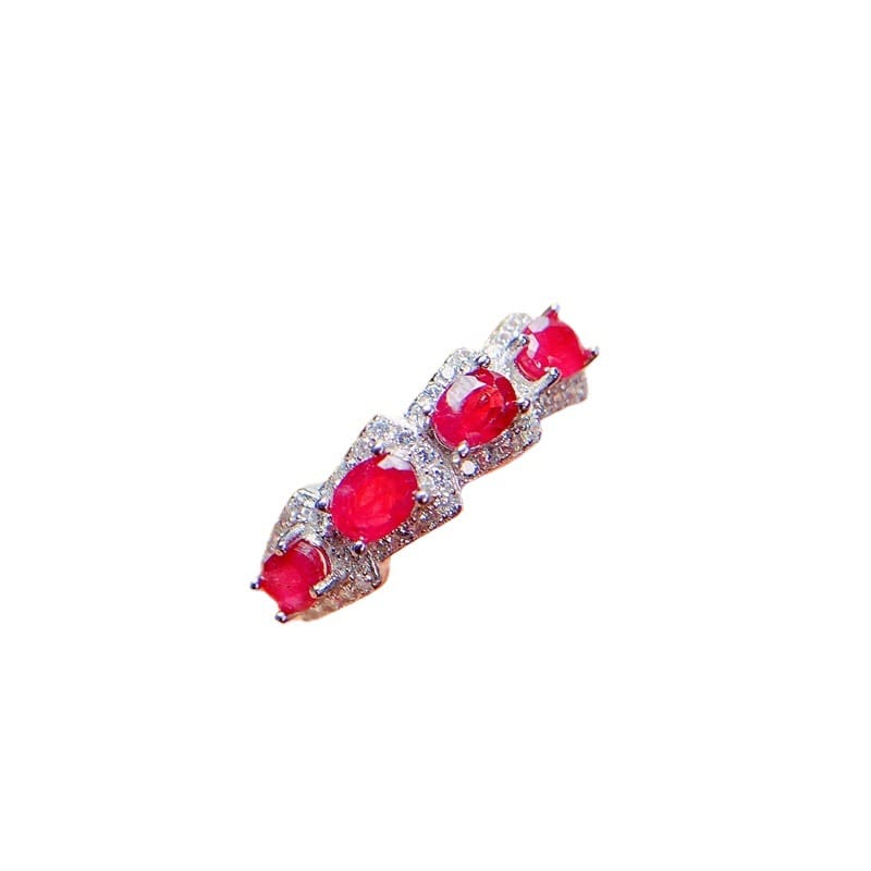 925 silver new burning Ruby women's row ring style simple exquisite fashion live broadcast supply