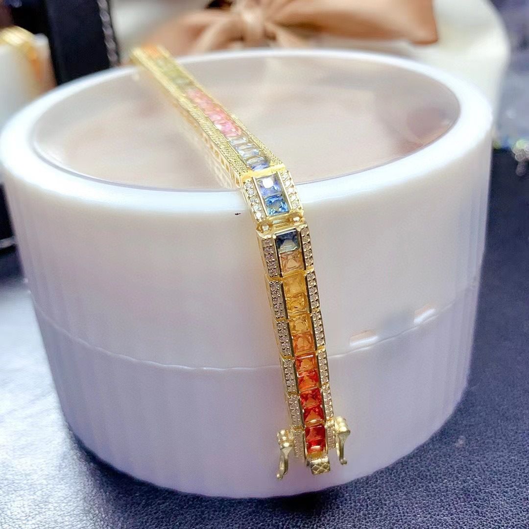 Luxury small fresh color blue treasure bracelet 925 silver natural color blue treasure bracelet 3*3 ladies Bracelet a piece