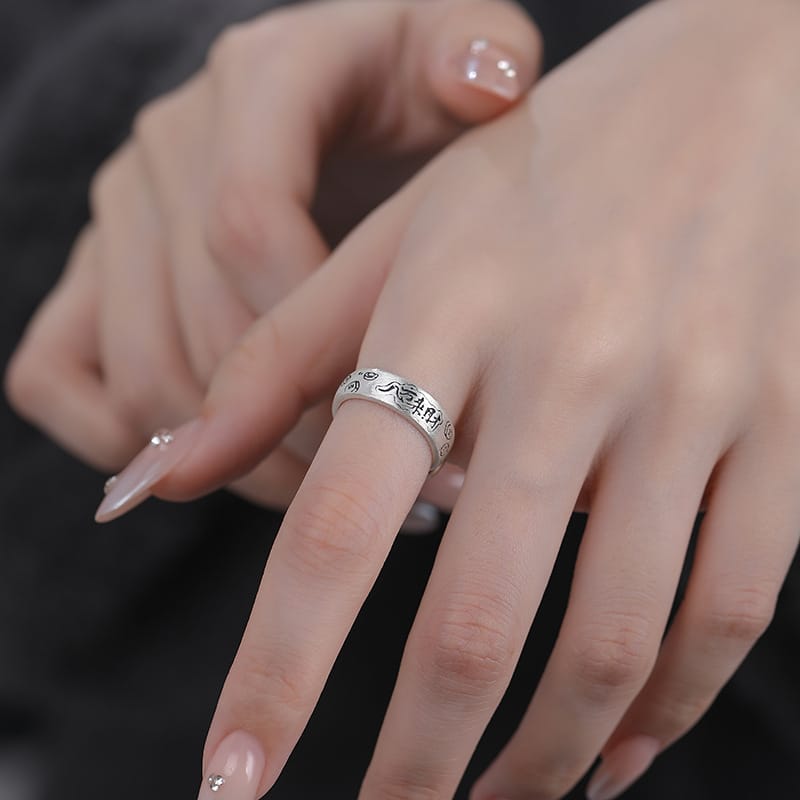 Po S999 Foot Silver Light Luxury Eight-way Wealth Ring Women's Sweet Cool Style Girl's Niche Design Sense Opening Ring Generation