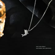 Bao S999 pure silver diamond dolphin necklace light luxury high-grade exquisite all-match cute marine animal necklace