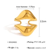 Titanium steel ring 18K gold non-fading women's light luxury high-end European and American stainless steel lava open ring hand jewelry