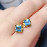 Natural Topaz Stud earrings 925 silver Japanese Korean Net red light luxury super flash Topaz Stud earrings tested wholesale