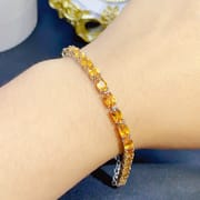 Fresh and simple natural citrine bracelet 925 silver women's bracelet 4 * 6mm colorful treasure wholesale