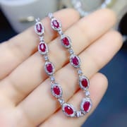 Fresh and beautiful DIY natural old baked ruby bracelet 3*5mm925 silver fast hand Live supply wholesale
