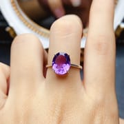Factory wholesale explosions natural amethyst ring S925 silver inlaid main stone 9*11 selling Europe and the United States a generation