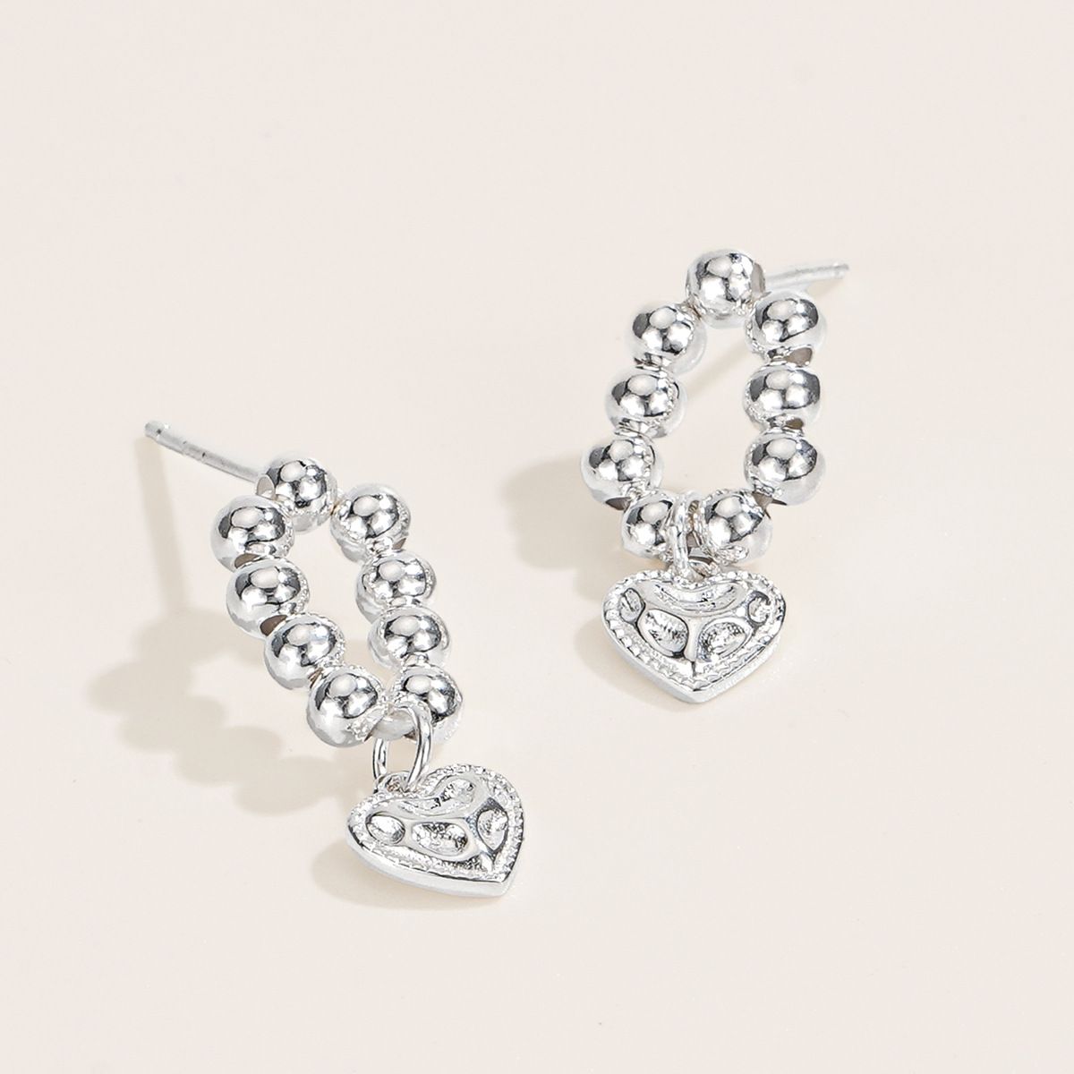 S925 Sterling Silver Niche Design Beaded Napping Love Earrings Simple High-end Earrings