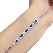 S925 silver inlaid simple fashion natural sapphire bracelet 3 * 5mm advanced sense design live broadcast supply