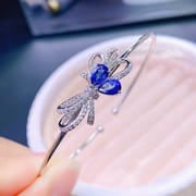 New natural sapphire bracelet 925 sterling silver women's beautiful detection live e-commerce pick-up