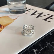 Korean Style S925 Silver Plated Distinctive Ring Multi-layer Ring Women's Retro Fashion Ot Buckle Chain Opening Finger Ring Food Finger Ring