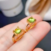 Fashion natural Tangta olivine earrings earrings 925 silver olivine 5*5 color good fire color