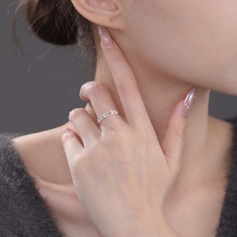 Po S999 Silver Lucky Four-leaf Clover Hollow Ring Sweet Simple Mori Niche Elegant Bracelet
