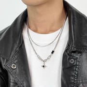 Cross zircon non-fading titanium steel necklace men's all-match high-end sense Cuban chain personality niche neck chain necklace