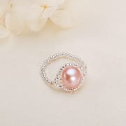 Pearl Jewelry White Pearl Women's Ring Niche Design Knitted Ring Index Finger