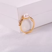 Pearl Micro Zircon Pearl Ring Women's Opening Adjustable Sweet French Crown Ring Jewelry